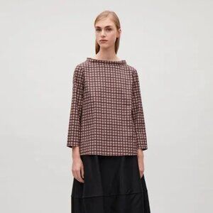 COS Check Wide-neck Blouse